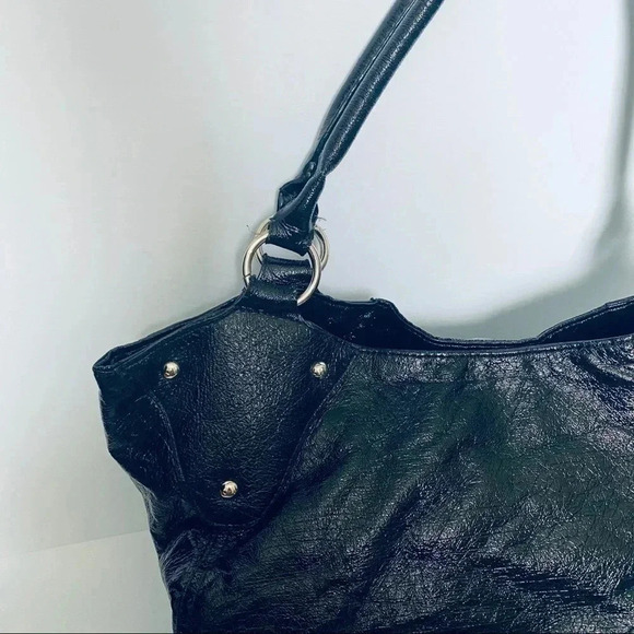 ALDO BLACK SHOULDER VINYL  BAG - Picture 4 of 15